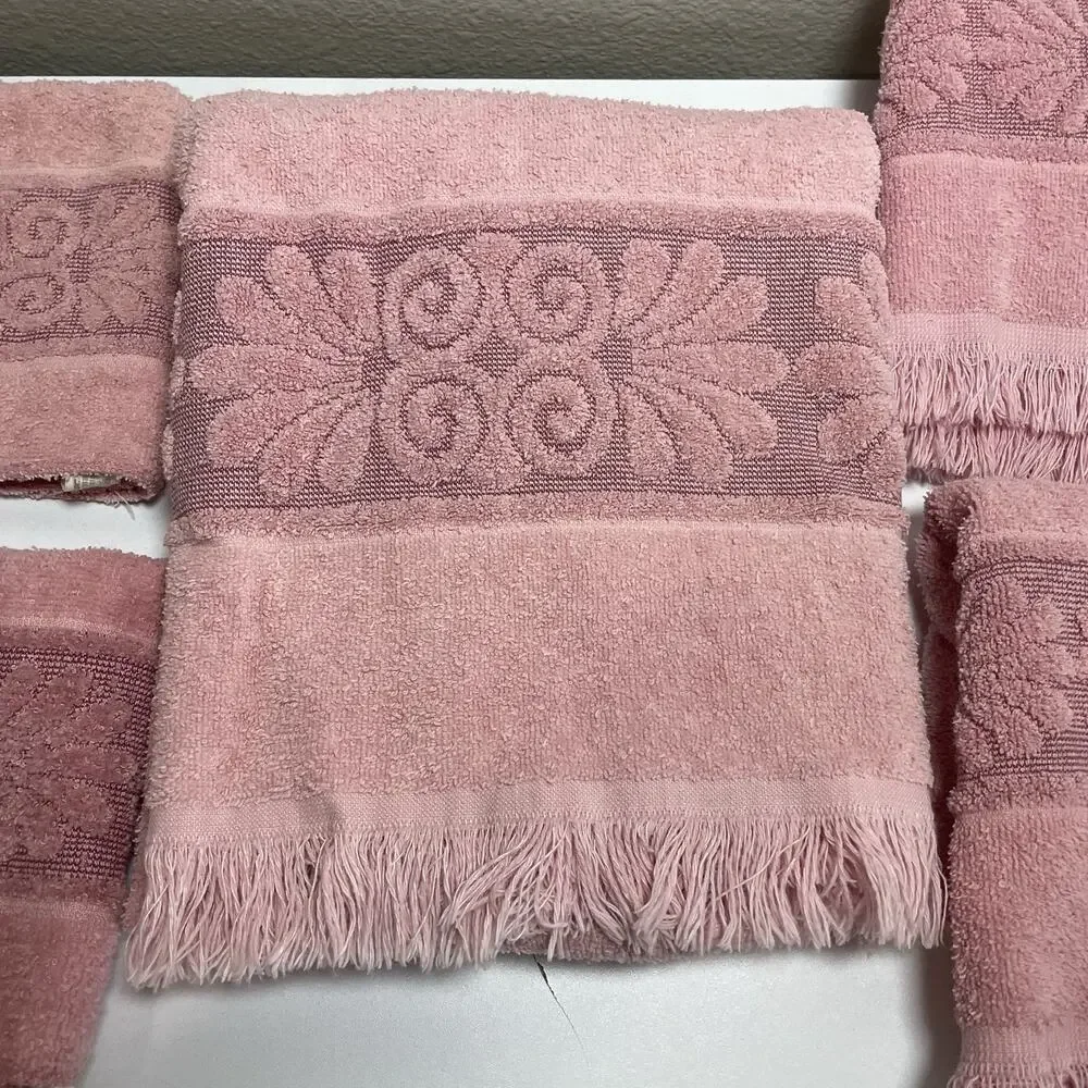 Cannon Monticello Santa Cruz Towels Pink Mauve 1 Bath 2 Hand 4 Washcloth Fringe